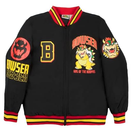Nintendo Super Mario - Chaqueta bomber para niños, Bowser negro, 7 | Ya disponible en tu tienda friki favorita! En mundofriki.es!