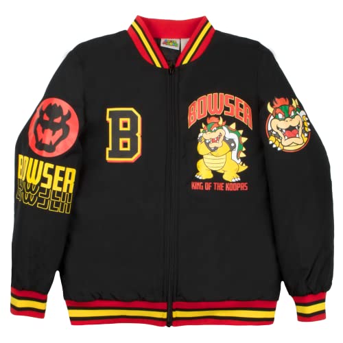 Nintendo Super Mario - Chaqueta bomber para niños, Bowser negro,