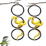 Ball Python Tank Accessory, Snake Climbing Rings for Ball Python,Enrichment Toys for Corn Snake, Reptiletank Cage Decor Habitat Accessories for Terrarium,Chameleon,Parrot (17.1x4.5 Inches, Black) 1PC