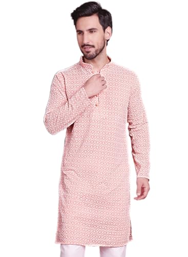 Image of Jompers Cotton Chikankari Embroidered Regular Fit Kurtas for Men