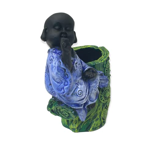 Image of AUGEN Pen Stand Decorative Hand Painted Pink Buddha Design Stationery Holder | Gift Item | Table Top Decor (2048)