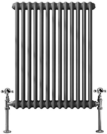 Warmehaus - Traditional Cast Iron Style Anthracite Triple Column Horizontal Radiator 600 x 605mm - Perfect for Bathrooms, Kitchen, Living Room