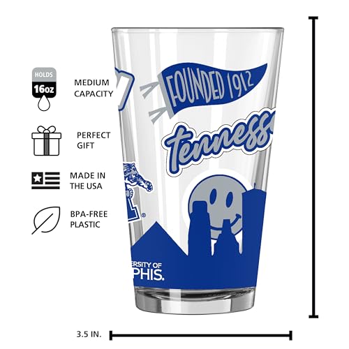 Image of Logo Brands NCAA 16 oz Pint Glass - Durable Glass With Bold Team Color- Chip-Resistant Rim Drinkware For Fans, Tailgates, Home Bars & Everyday Use