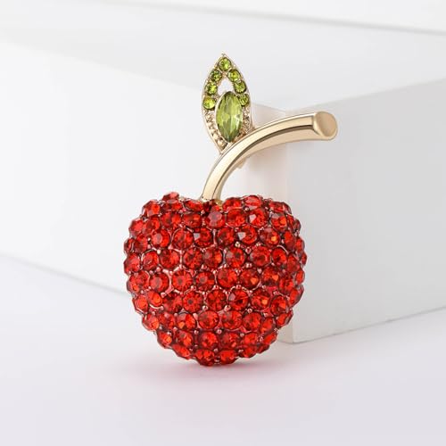 Image of Cute Lemon Brooch Pin for Women Rhinestone Fruit Little Brooch Sparkling Crystal Strawberry Cherry Enamel Pin Christmas Birthday Art Deco Jewelry Gifts