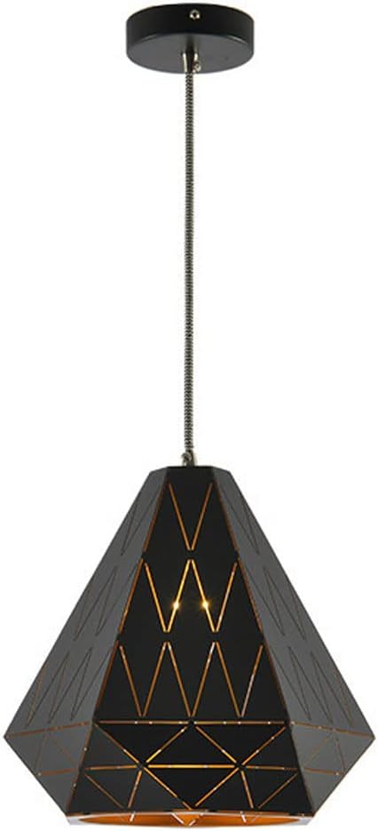 CHENKUI CHENKUI Holle Metalen Lampenkap Zwart Plafondlamp Semi Flush Mount Kroonluchters Decoratie Lamparmaturen Hangende Verstelbare Koord Hanglamp Verlichting Compatibel Met LED, Gloeilamp, CFL-lamp