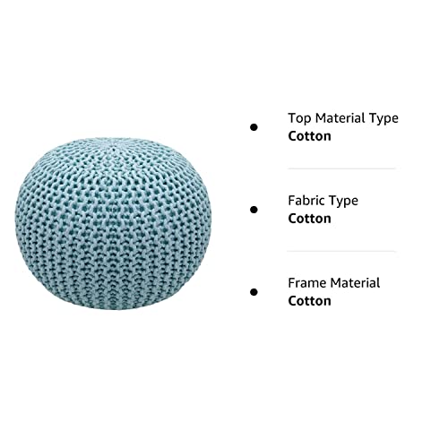 The Home Talk Cotton Pouf | Hand Knitted | Turquoise Ottoman | Footrest, Bean Bag, Floor Chair | Great For The Living Room, Bedroom & Kid’s Room | 100% Cotton | 18’’ X 18’’ X 14 #TOP3