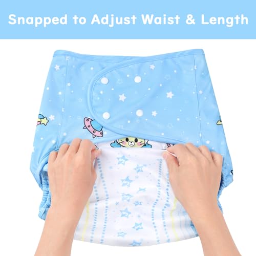 Image of Littleforbig Washable Adjustable Reusable Waterproof Cloth Adult Diaper Wrap Cover One Size - Astro Babies