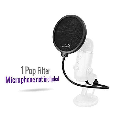 Filtro de pop AUPHONIX para microfone azul Yeti – ajuste personalizado, proteção de fecho fácil prop