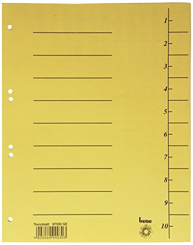 Preisvergleich Produktbild Bene 97300 Trennblätter A4 durchgefärbt, Inh.100, gelb