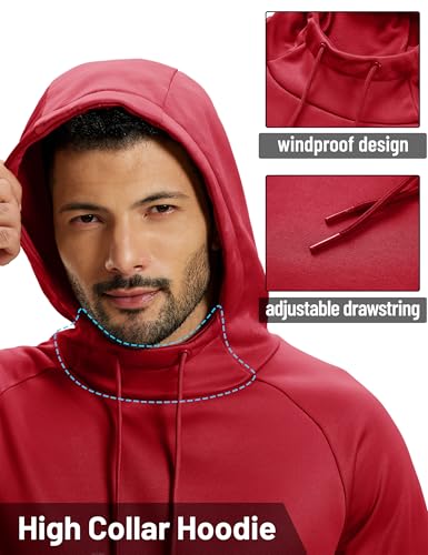 TACVASEN Mens Hoodies Fleece Lined Athletic Casual Lightweight Workout High Collar Sweatshirts with Kangaroo Pockets4