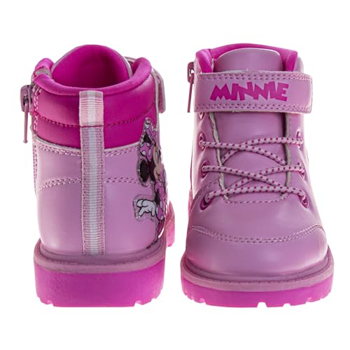 Josmo Minnie Mouse Boots for Girls MidCalf Zipper and Strap Closure - Minnie Workboot Construction Boot Trekking Walking Hiking Climbing (Sizes: 7-10 Toddler / 11-12 Little Kid)3