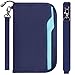 Zoppen RFID Travel Passport Wallet & Documents Organizer Zipper Case with Removable Wristlet Strap, Royal Blue