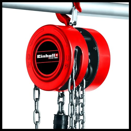 Foto von Einhell Kettenflaschenzug TC-CH 1000 (max. 1.000 Kilo auf max. 2,5 m Hubhöhe, robustes, geschlossenes Metallgehäuse für sichere Kettenführung, Lasthaken mit Sicherheitsbügel)