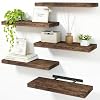 Fixwal 158in Floating Shelves for Wall Rustic Brown Shelves Wall Mounted Shelf with Invisible Bracket for Bathroom Living Room Bedroom Kitchen Office Decor 5 Pack