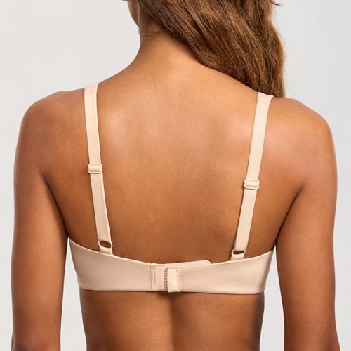 Image of DOBREVA Women's Unlined Balconette Bra Underwire Supportive Plus Size Smooth Scoop Neck