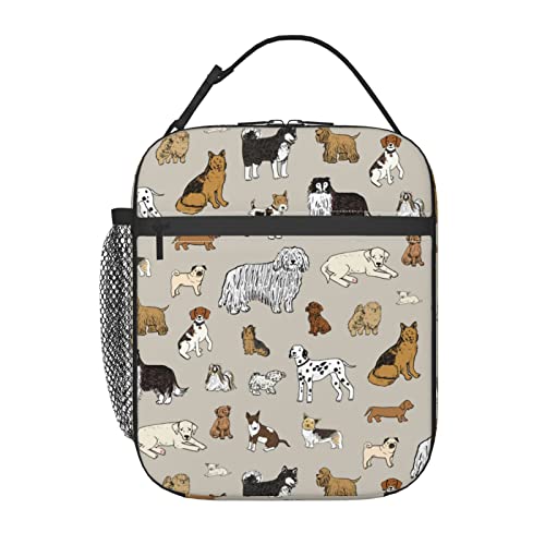 Gbuzozie Cute Dogs Animal Lunch Bag Insulated Portable Reusable Lunch Box With Zipper For Picnic Work Office Travel School