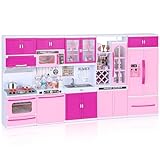 Mastom Kitchen Playset for Girls, Play Kitchen Toys for Dolls with Realistic Lights & Sounds, 56PCS Kids Pretend Play Kitchen Toy Accessories, Gifts for Toddlers Girls 3 4 5 6 Year Old