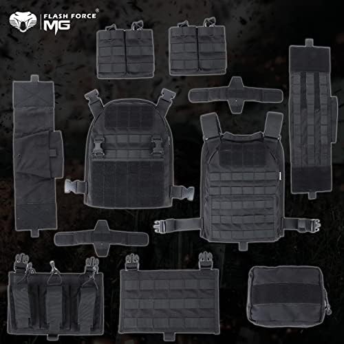 MGFLASHFORCE Tactical Vest Molle Airsoft Vest for Men (Black) — view 6