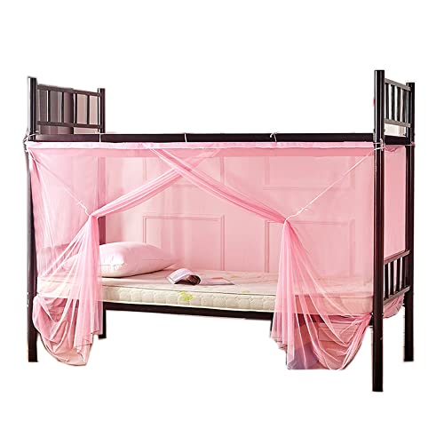 Dorm Home Bunk Nets Bed Curtains Cloth Bed Canopy Blackout Students Curtain Shading Nets Breathable Dustproof Single Sleeper (A-Pink, 1 Mosquito net (35.4 * 76.8IN))