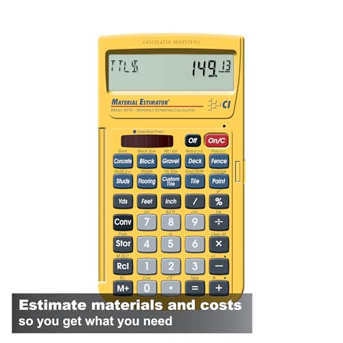 Calculated Industries 4019 Material Estimator Calculator | Finds Project Building Material Costs for DIY’s, Contractors, Tradesmen, Handymen and Construction Estimating Professionals,Yellow