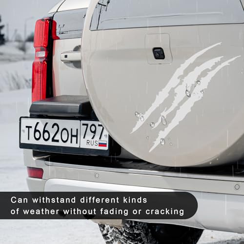 Image of 2 PCS Claw Mark Decals for Car, Headlight Sticker Waterproof Vinyl Stripes Scratch Decal, Monster Claw Scratch Mark Sticker Car Exterior Decor for SUV Pickup Truck (Silver)