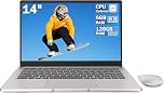 LEEDOW 14" Laptop with Celeron N4000, 6GB RAM 128GB SSD Portable Laptop PC, Lightweight Student Notebook, Fast Dual-Band WiFi, Bluetooth 5.0, Mini HDMI Silver