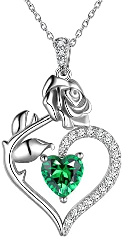925 Sterling Silver Rose Flower Heart Birthstone Necklace November Birthstone Topaz Pendant Necklace for Women Girls Birthday Anniversary Christmas Jewellery Gift for Mom Wife Girlfriend Sisters Friends Gifts Adjustable Chain 20+2 Inch Extend