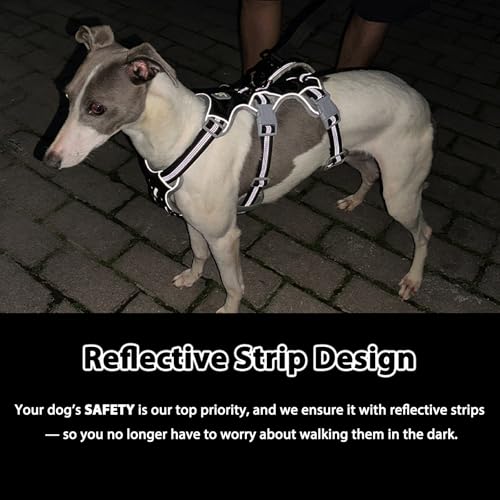 Image of Escape Proof Dog Harness, Escape Artist Harness, Reflective Harness with Padded Handle, Breathable, Durable, Adjustable Vest for Medium Dogs Walking, Training, and Running Gear (Black,XL)