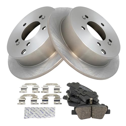 Image of TRQ Rear Brake Pad and Rotor Set Ceramic Compatible with 2016 Kia Sportage All Wheel Drive Rear with Manual Parking Brake