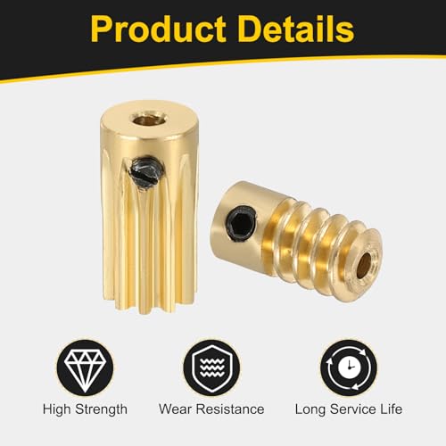 QUARKZMAN Wurmgetriebesatz 10T 0.5 Modul 10:1 Übersetzungsverhältnis Rechtslauf Antriebsgetriebekasten Rad Reduziergetriebeteil (Messingrad 2mm Bohrung Messingstange 2mm Bohrung)