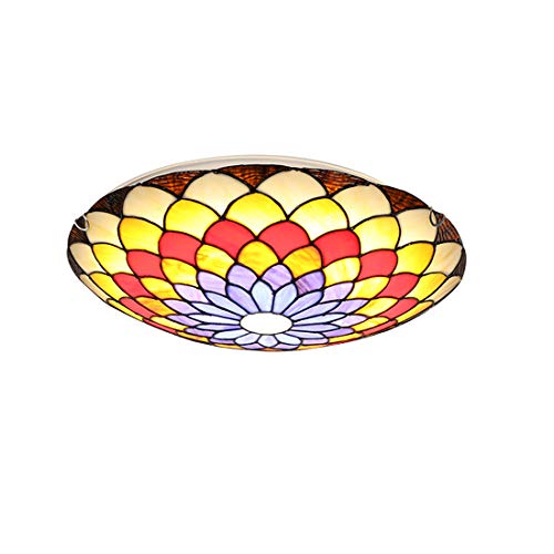 Plafonniers de retro art stained glass LED 3000K lumière chaude et abat-jour chic