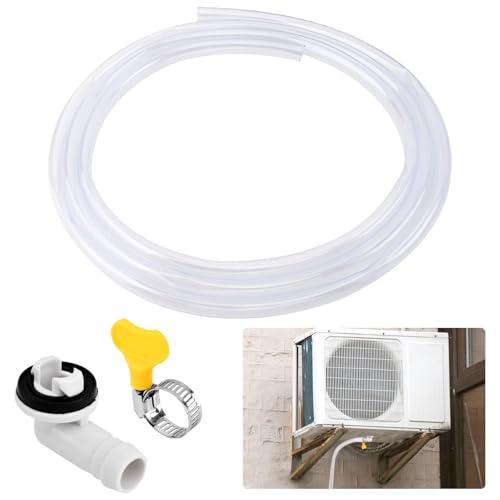 3/10Ft Air Conditioner Drain Hose,Portable AC Drain Hose Leak Proof Flexible Durable Drains Hoses for Mini Split,Window Air Conditioner Unit Parts,Hoses Connector and Clamp(10FT,COLOR:white)
