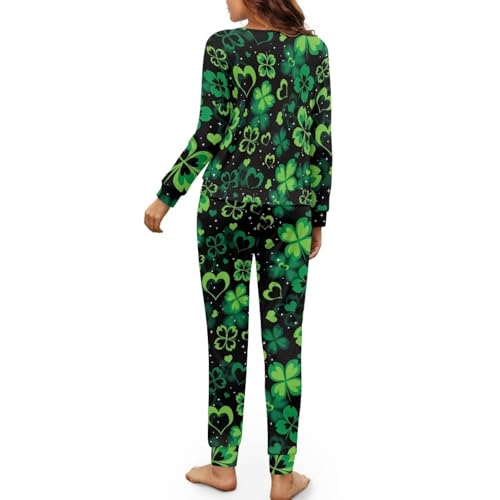 Image of Womens Lounge Set Long Sleeve Soft Pajama Sets Casual 2 Piece Pj Outfit Crewneck Sleepwear with Pockets Plus Size