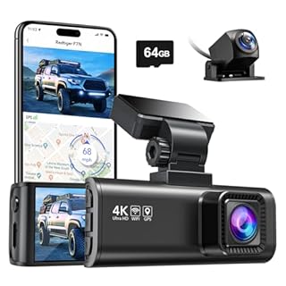 REDTIGER F7N 4K+1080P Dashcam Voiture Avant et arrière,Caméra Embarquée avec WiFi et GPS Intégrés pour Voitures,Carte SD 64G,Écran 3,18 Pouces,Vision Nocturne,Mode Stationnement 24H(F7N)