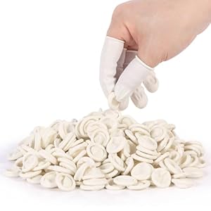 Protectores de dedos desechables de látex blanco, guantes desechables de tamaño mediano, protector de manga para dedos y dedos, protector de látex para dedos (aproximadamente 210 unidades)