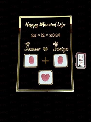 Image of Couple Thumb Gift | 29 * 21 CM | Wedding Thumb Print |Finger Print Gift| Personalized Text | Valentine's day Gift