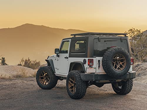 RockTrix RT105 20 inch Wheel Compatible with Jeep Wrangler JK JL 20x9 5x5 Wheels (-12mm Offset, 4.5in Backspace) 5x5 PCD, 71.5mm Bore, Bronze Wheels, Also fits Gladiator JT Rims