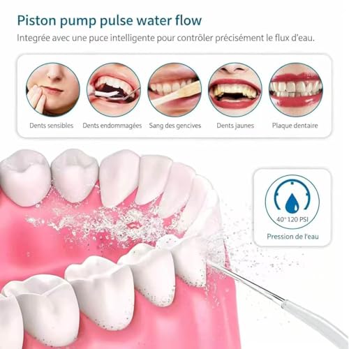 Irrigateur buccal électrique et hydropulseur sans fil blanc complet