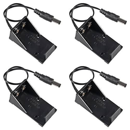 DWEII 4-Pack 9V Battery Clip Connector Cable Holder Box