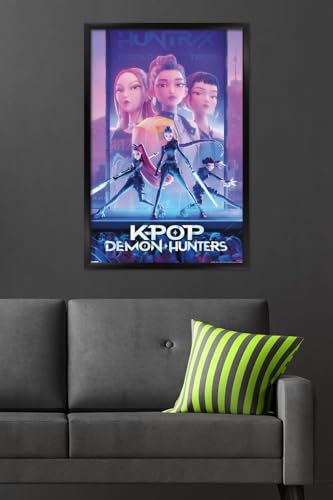 Image of Netflix KPop Demon Hunters (2025) - One Sheet Wall Poster, 34L inch x 22.4W inch, Black Framed Version