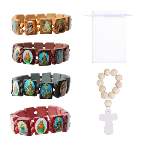 4 Piezas De Jesús Braceletas Y Pulsera Cruzada De 1 Pieza con Bolsa De Malla De...