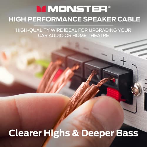 Monster XP Copper Clad Aluminum (CCA) Speaker Wire 12 Gauge Cable 50 FT Spool - Ideal for Home Cinema Cables and Car Audio Cable