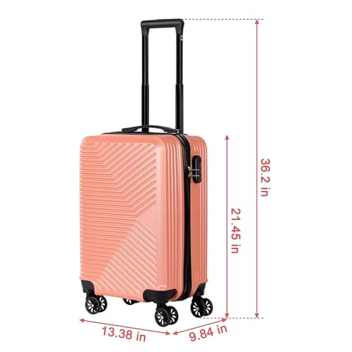 20 Inch Hardside Carry On Luggage, ABS Spinner Suitcase with 360° Wheels & Secure Lock, Lightweight Cabin Approved Luggage for Air Travel3