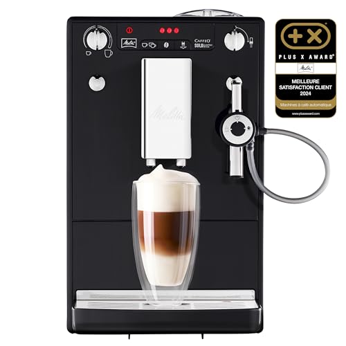 Melitta Solo & Perfect Milk Noire, Machine à Café à Grains avec Broyeur et Système d'Extraction des Arômes, Mode 1 à 2 Tasses, Auto Cappuccinatore,...