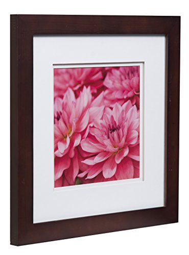 Gallery Solutions Wall Mount Double Mat Picture Frame, 12X12 8X8, Walnut/White #TOP1