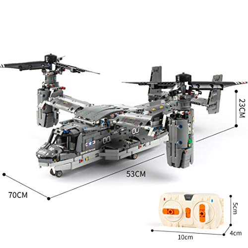 Mocdiy Technik V-22 Osprey Hubschrauber Bausteine, 2.4Ghz RC Helikopter mit Fernbedienung und Motor, 1685 Teile… – Bild 8