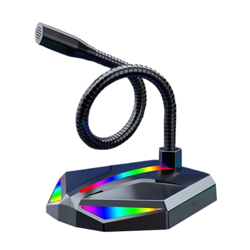 Weqizuerqi Micrófono de podcast, equipo de audio para PC ajustable para el hogar con luz RGB, micrófono de grabación, para grabación de juegos de estudio en casa, transmisión de podcasting