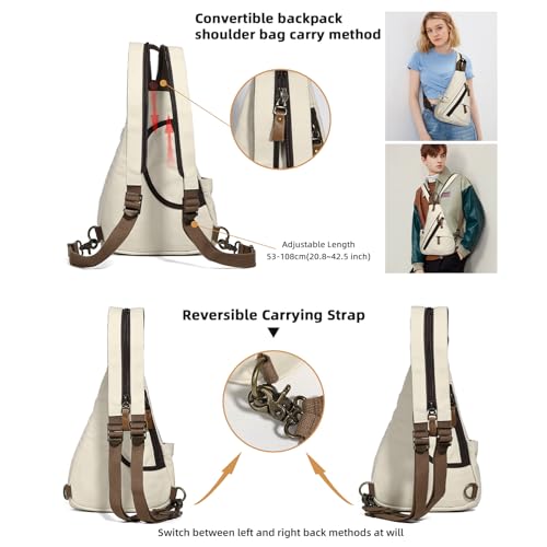 Image of KL928 Canvas Sling Bag - Small Crossbody Backpack Shoulder Casual Daypack Rucksack for Men Women