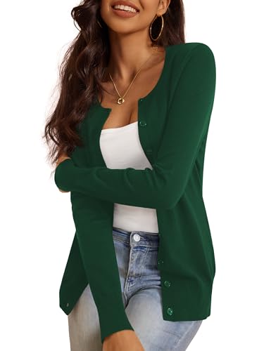 a.Jesdani Womens Cardigan Sweaters Long Sleeve Button Down Soft Dark Green Cardigan Sweaters for Women S
