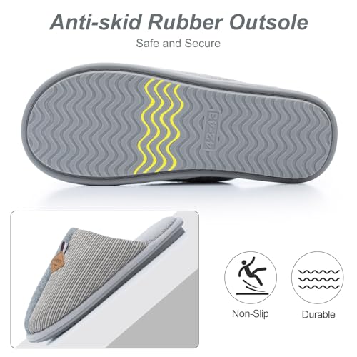 Image of GOEWY Mens Two-Tone House Slippers with Memory Foam Cozy Warm Slip On House Shoes for Indoor Outdoor Gifts for Men Him Dad